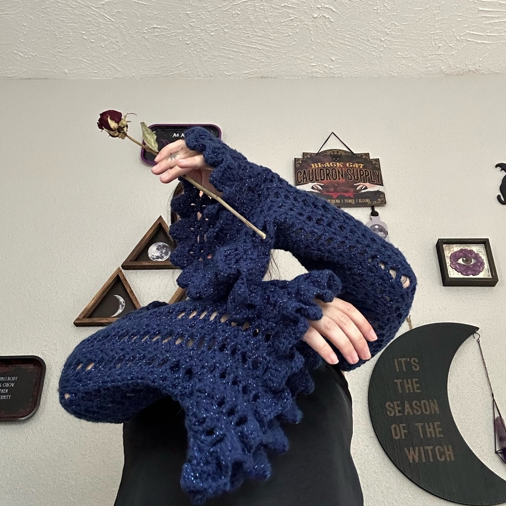 Handmade Midnight Blue Crochet Shrug Bolero
